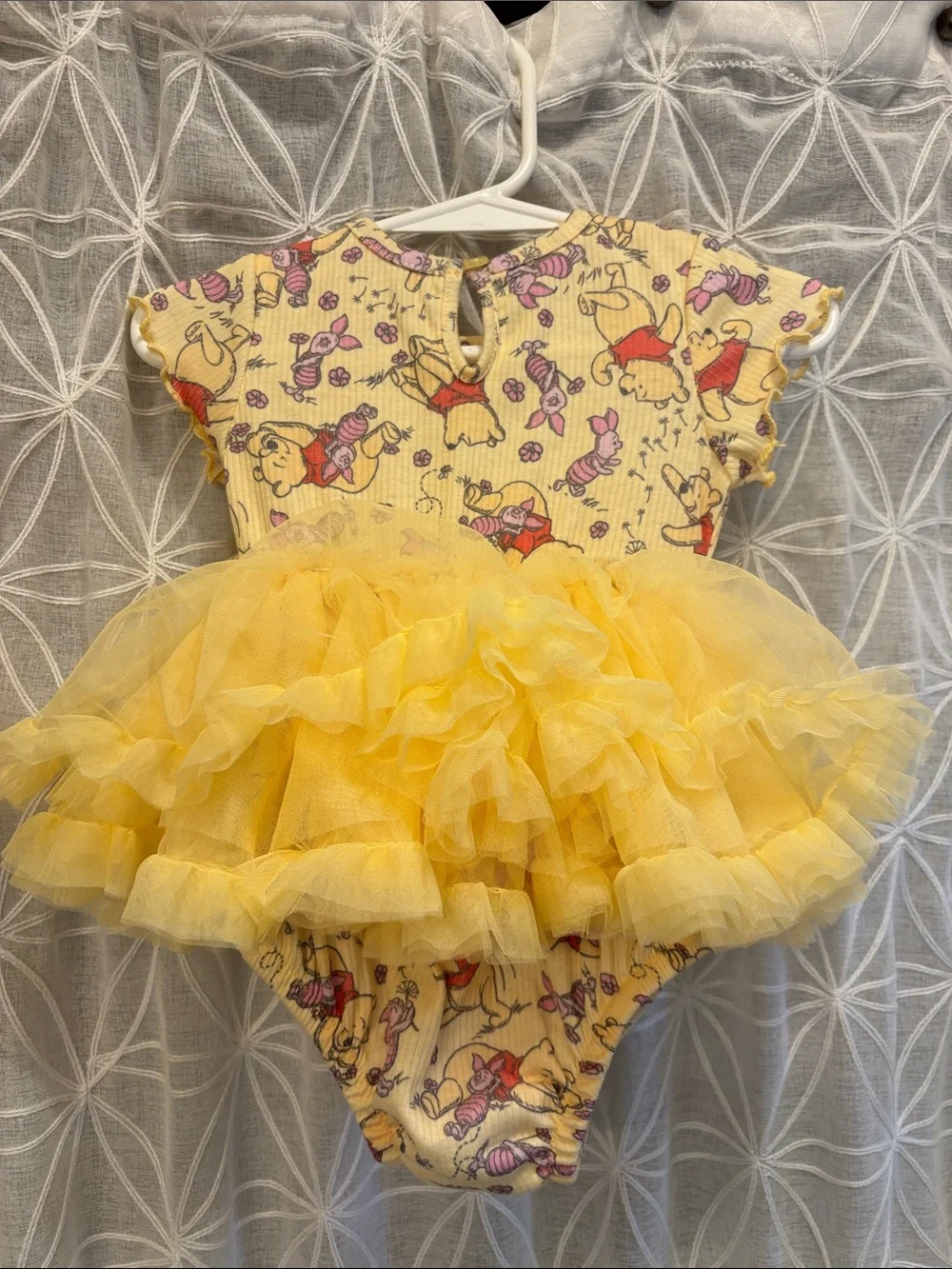 Disney Baby Yellow Winnie the Pooh Floral Print Tutu Onesie